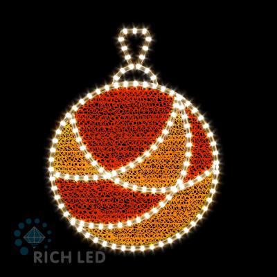 Световая 2Д Елочная игрушка RichLed Шар круглый МИНИ (деколейс+дюралайт), 24В, т.белый, зол,крас