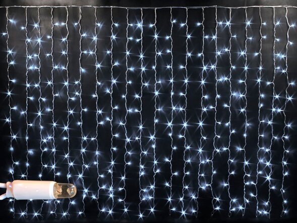 Светодиодный занавес  Laitcom с колпачком, 2 x 2 м, 220В, 400 LED, Провод Прозрачный ПВХ, IP65