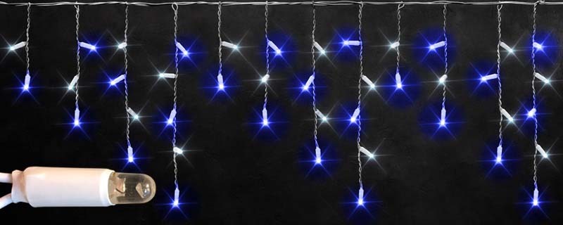 Качественная картинка Светодиодная бахрома Rich LED 3*0.5 м, 220 В, пост. свечение, цвет синий+белый, IP65, герм. колпачок