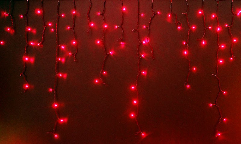 Качественная картинка Светодиодная бахрома Rich LED 3*0,9 м, 220 В, мерцание, цвет красный, IP 54, черный провод