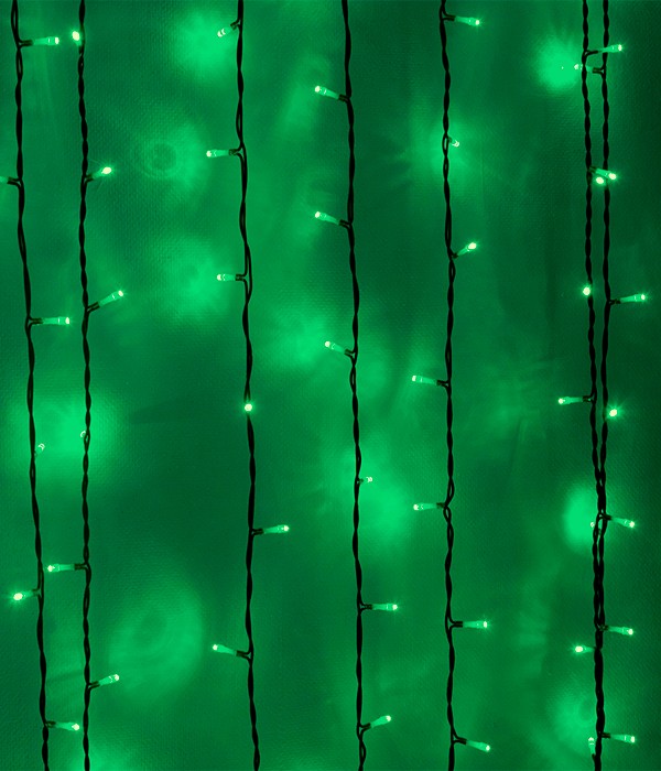 Качественная картинка 01-022 Светодиодный занавес Laitcom, 2x1м, 200 LED, IP54, черн. пр., зеленый