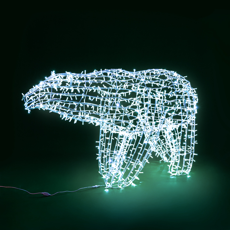 Качественная картинка Фигура объемная Полярный медведь 210х110 см, 1500 LED, IP65, цвет свечения белый NEON-NIGHT