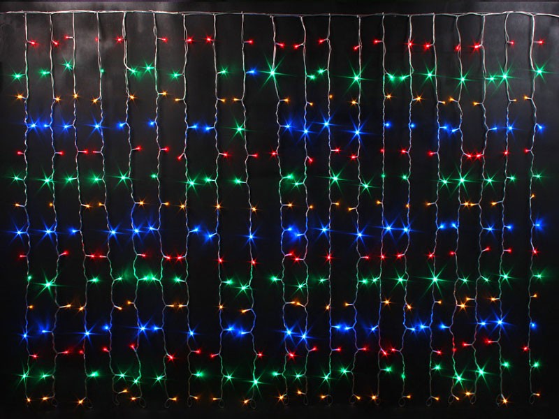 Качественная картинка Светодиодный занавес RichLed, 2*9 м, 220 В, пост. свечение, IP54, мульти цвет