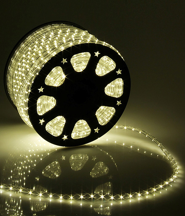 Качественная картинка Дюралайт круглый Laitcom 13мм, фиксинг, к.р. 2м, 36 led/m, тепл. белый