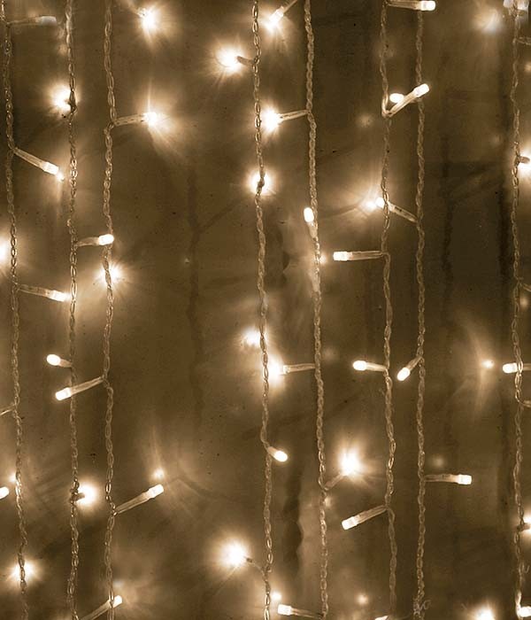 Качественная картинка 01-200 Светодиодный занавес Laitcom, 1x6м, 600 LED, прозр. провод, тепл. белый (мерцание БЕЛЫЙ ДИОД)