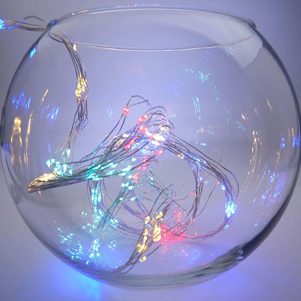 Качественная картинка Светодиодная гирлянда на елку Feron CL53, 200 LED, мульти, 10 веток* 20 лампочек, 2м + 1м шнур, IP20