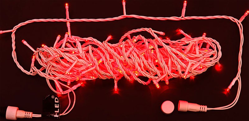 Качественная картинка Светодиодные гирлянды RichLed Нить 10 м, 220 В, мерц, IP 65, герм. колп, белый провод, цвет красный
