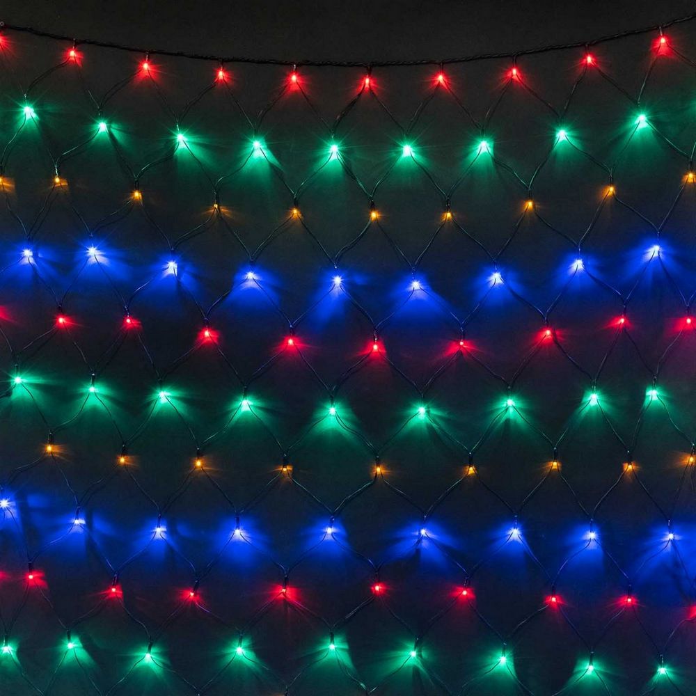 Качественная картинка Светодиодная сеть Laitcom, 2 x 2 м, 256 led, черный провод, 24V, IP 54, мульти