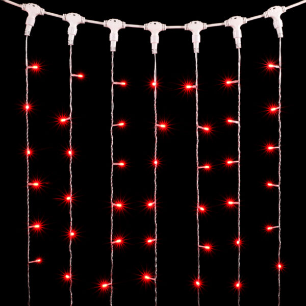 Качественная картинка Светодиодный занавес Laitcom, 2x2м, 400 LED, IP54, прозр. пр., красный (мерцание)