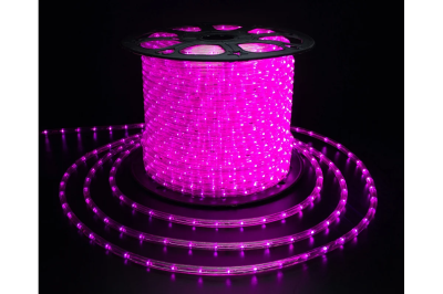 Дюралайт 2-х провод Teamprof, диаметр 10 мм, 220В, бухта 100 м, статика, розовый