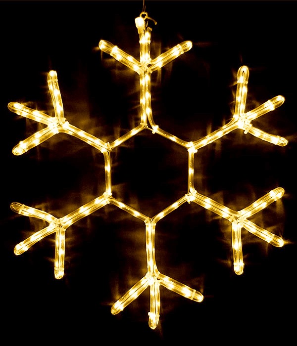 Качественная картинка Снежинка светодиодная "Зимняя Классика" Laitcom Ø0,7м Тепло-Белая, Дюралайт на Металл. Каркасе, IP54