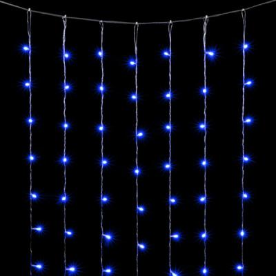 Светодиодный занавес Laitcom, 3x2 м, прозр.провод, 600 led (облегченный, без Т-коннектора), синий