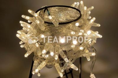 Светодиодная гирлянда нить Teamprof, 10м, 100 LED, 24В, статика, прозр. провод, герм.колп, т. белая