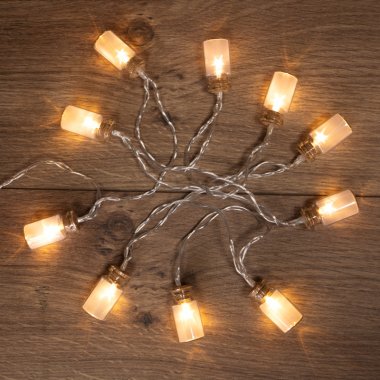 Гирлянда светодиодная Баночки Neon-Night 1,5 м, прозр.ПВХ, IP 20, 10 LED, теп.белый, 2хАА (нет)