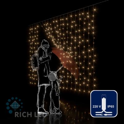 Светодиодный занавес RichLed, 2*1,5 м облегченный, 220 В, пост. свечение, IP 65, герм.колп., т.белый Светодиодный занавес RichLed, 2*1,5 м облегченный, 220 В, пост. свечение, IP 65, герм.колп., т.белый