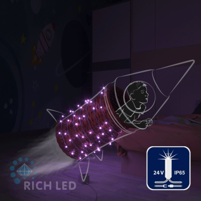 Светодиодные гирлянды RichLed Нить 10 м, 24 В, мерц, IP65, герм.колп, прозр.провод, фиолетовый