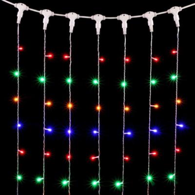 Светодиодный занавес Laitcom, 2x3м, 220В, 600 LED, IP54, прозр. пр., мульти Светодиодный занавес Laitcom, 2x3м, 220В, 600 LED, IP54, прозр. пр., мульти