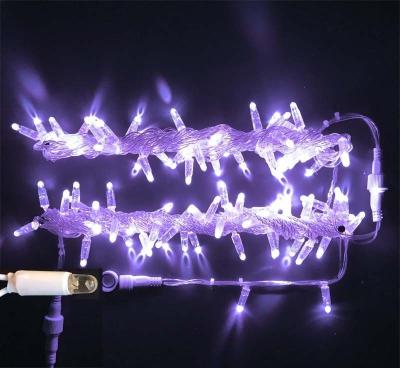 Светодиодная гирлянда нить TeamProf 10 м, 100 LED, 220В, мерцание, гермет.колп., прозр.пр фиолетовый