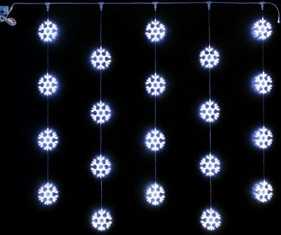 Светодиодный узорный занавес Rich LED Снежинки, 2*2, IP54, цвет белый Светодиодный узорный занавес Rich LED Снежинки, 2*2, IP54, цвет белый