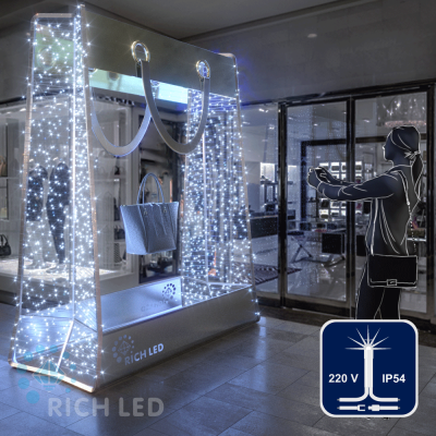 Светодиодные гирлянды RichLed Нить 10 м, 220 В, мерц, IP54, белый провод, цвет белый