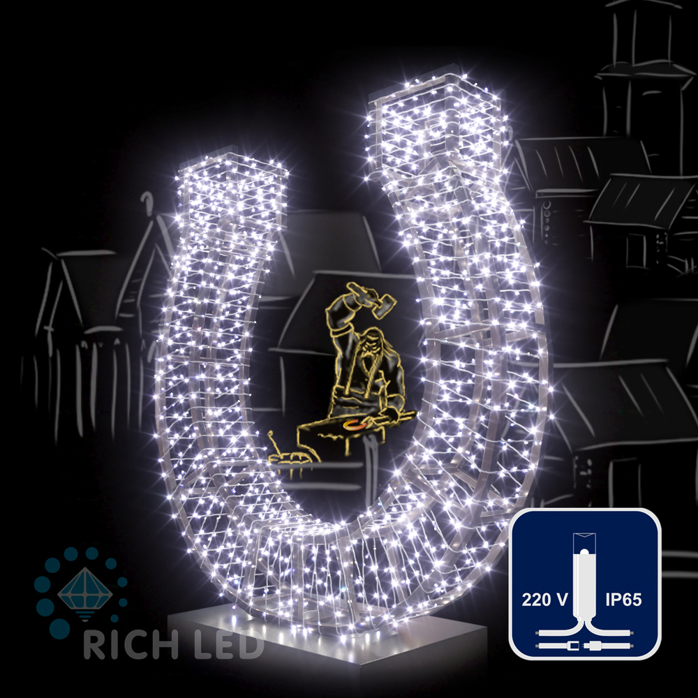 Качественная картинка Светодиодные гирлянды RichLed Нить 10 м, 220 В, пост.свеч, IP 65, гермет.колп, белый провод, белый