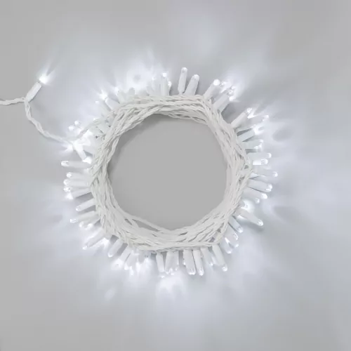 Светодиодная гирлянда нить Laitcom, 10м, 100 LED, 24В, статика, белая резина 2.3 мм, колпачок, IP65