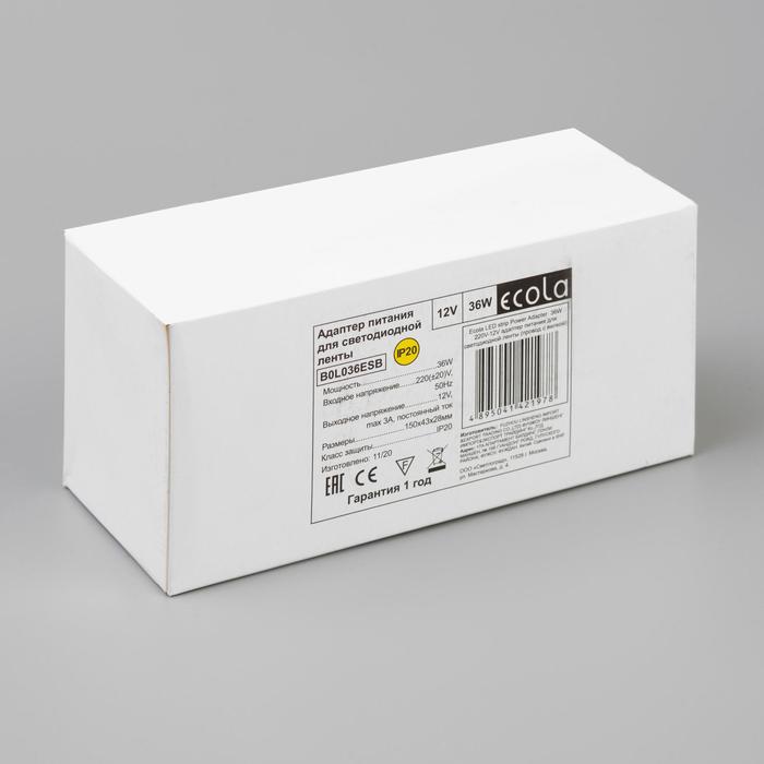 Качественная картинка Блок питания Ecola для светодиодной ленты 12 В, 36 Вт, IP20
