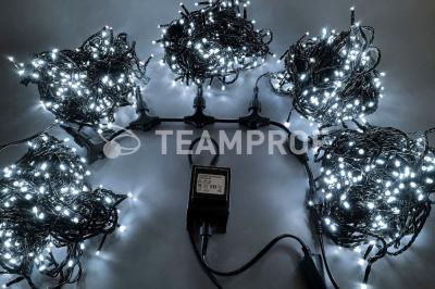Светодиодная гирлянда спайдер Teamprof, 5 нитей по 20м, статика, черный провод, белая