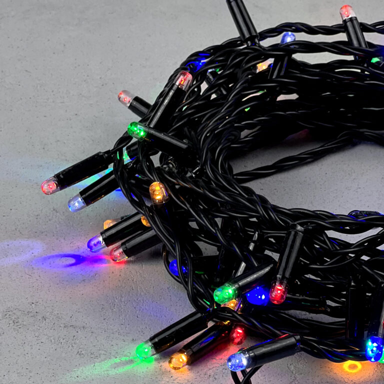 Качественная картинка Светодиодная нить с колпачком Laitcom 10 м, 100 LED, IP65, черн.провод, (мерц. БЕЛЫЙ ДИОД), разноцв