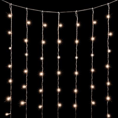 Светодтодный занавес облегченный Laitcom 3x2 м с мерц.бел.диода 220В, 600 LED, прозр.провод, т.белый