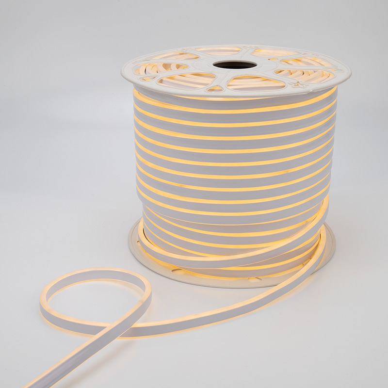 Качественная картинка Гибкий неон NEON-NIGHT 8х16мм двухсторонний 120 LED/м ТЕПЛЫЙ БЕЛЫЙ 24В бухта 50м