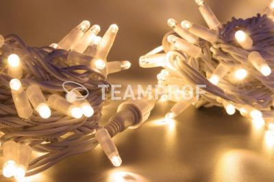 Светодиодная гирлянда нить Teamprof 10м, 220В, статика, белая резина, герм. колп., теплый белый Светодиодная гирлянда нить Teamprof 10м, 220В, статика, белая резина, герм. колп., теплый белый