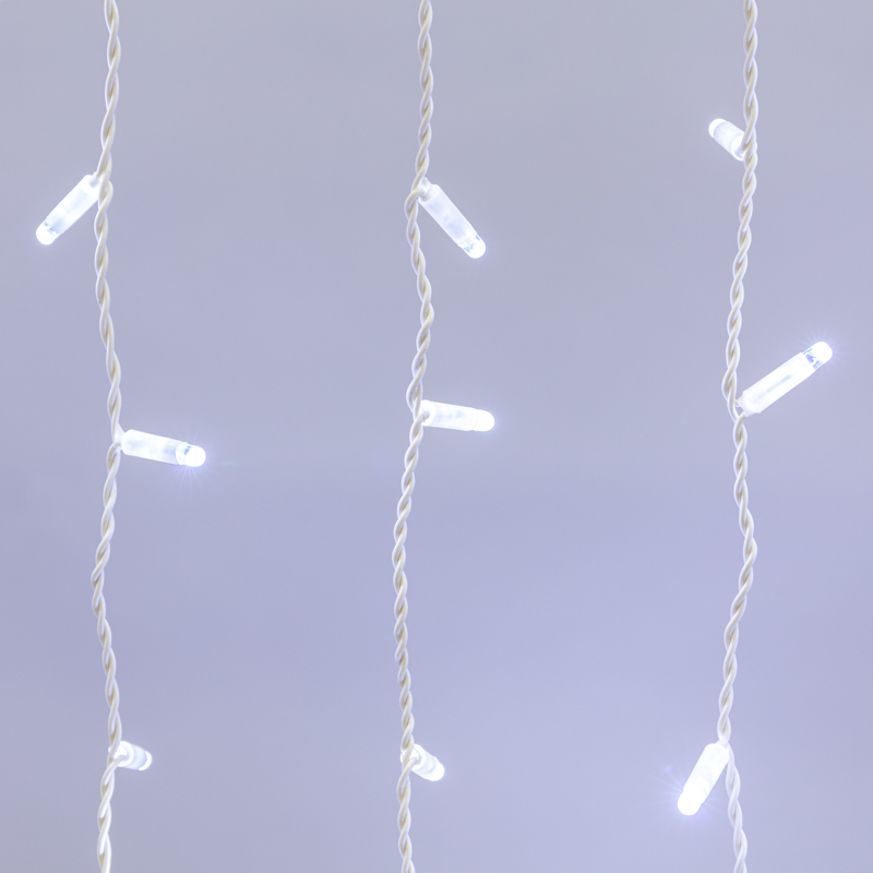 Качественная картинка Светодиодный занавес NEON-NIGHT 2х1,5м БЕЛЫЙ, белый ПВХ, IP65, постоянное свечение, 230В