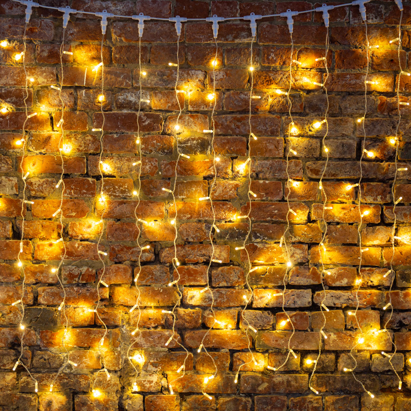 Качественная картинка Светодиодный занавес NEON-NIGHT 2х3м ТЕПЛЫЙ БЕЛЫЙ, прозрачный ПВХ, IP65, мерцание, 230В