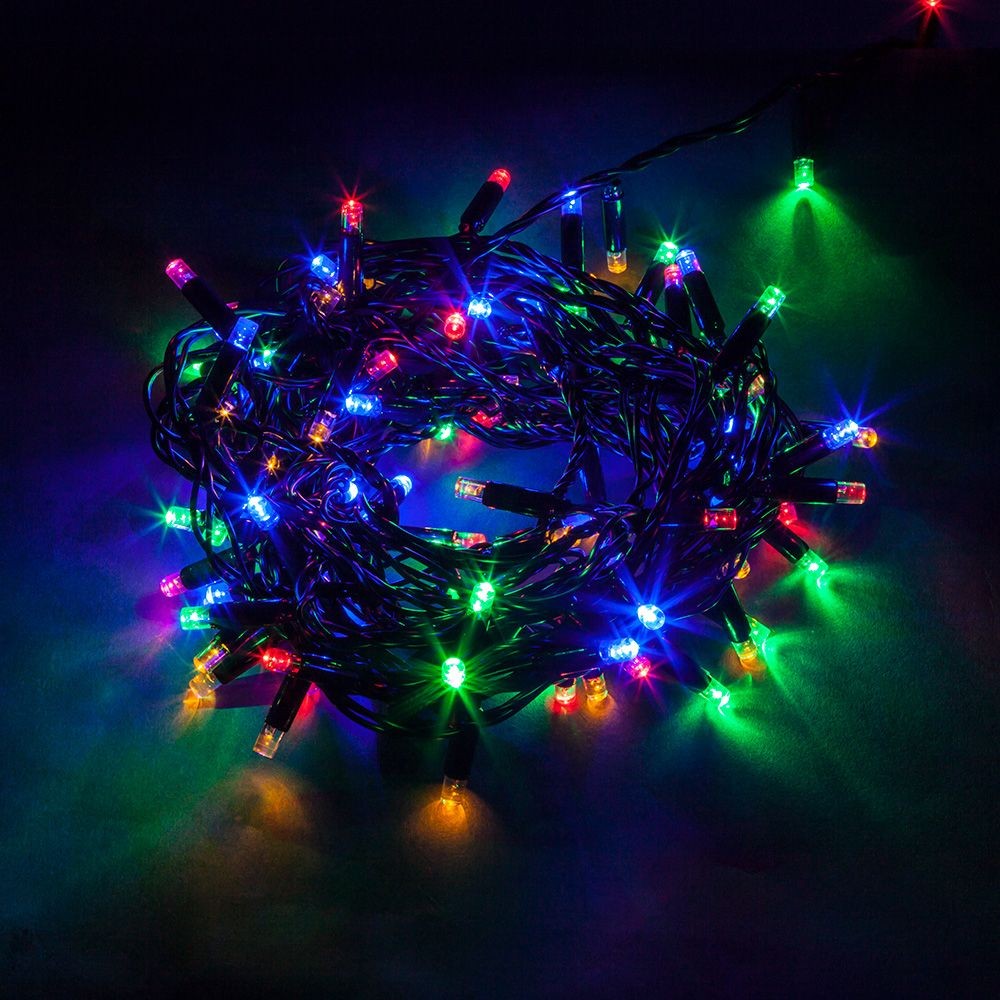 Качественная картинка Светодиодная гирлянда линейная Feron CL43, 200 LED, IP65, пост.свечение, мульти 20м+1.5м черный шнур