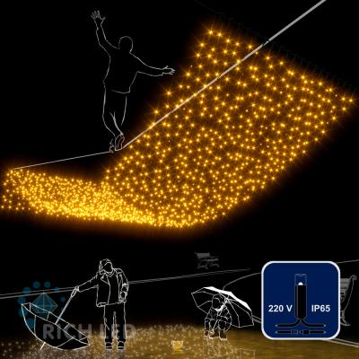 Светодиодный занавес Rich LED 2*6 м, с герметичным колпачком, соединяемый (до 5 шт), IP65, желтый