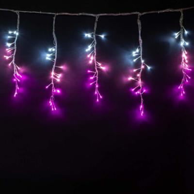 Изображение Супер бахрома Laitcom с эфф. бегущ огонь 1,75x0,4м, IP65, 24V, прозр. пр., бел-св. роз-розов