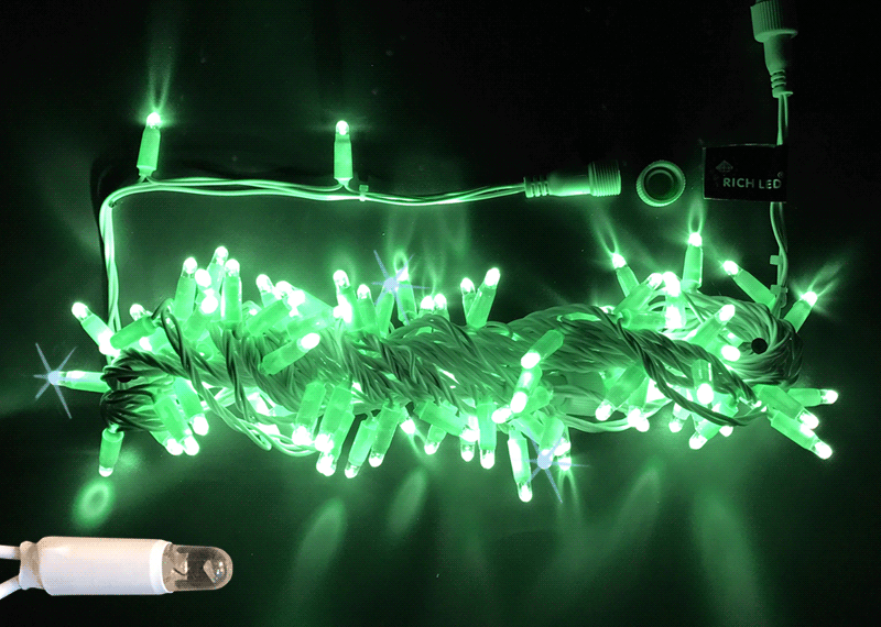 Качественная картинка Светодиодные гирлянды RichLed Нить 10 м, 24 В, мерц, черн.провод, цвет зеленый