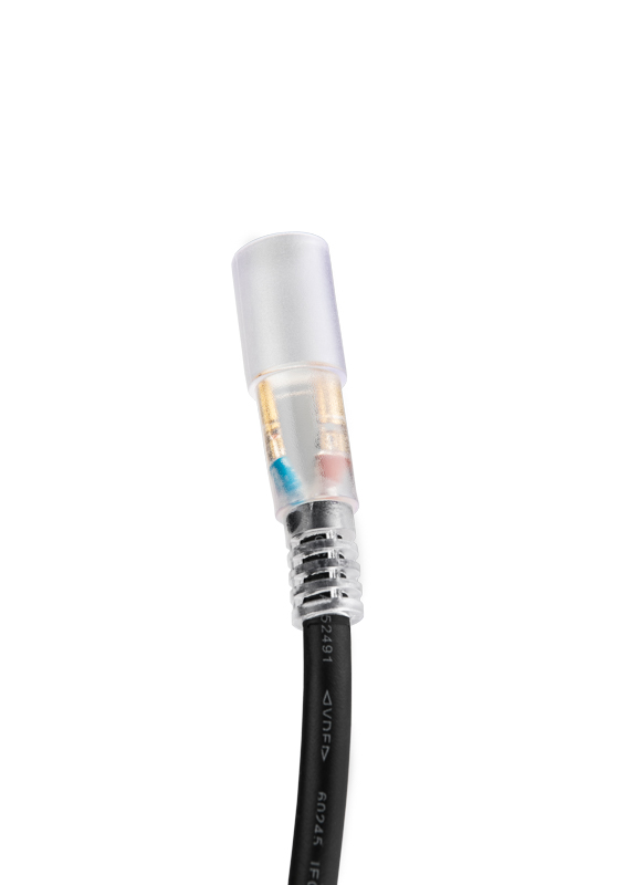 Качественная картинка Коннектор с проводом для двухжильного дюралайта, диаметр 13мм (коннектор с иголкой, заглушка) NEON-N