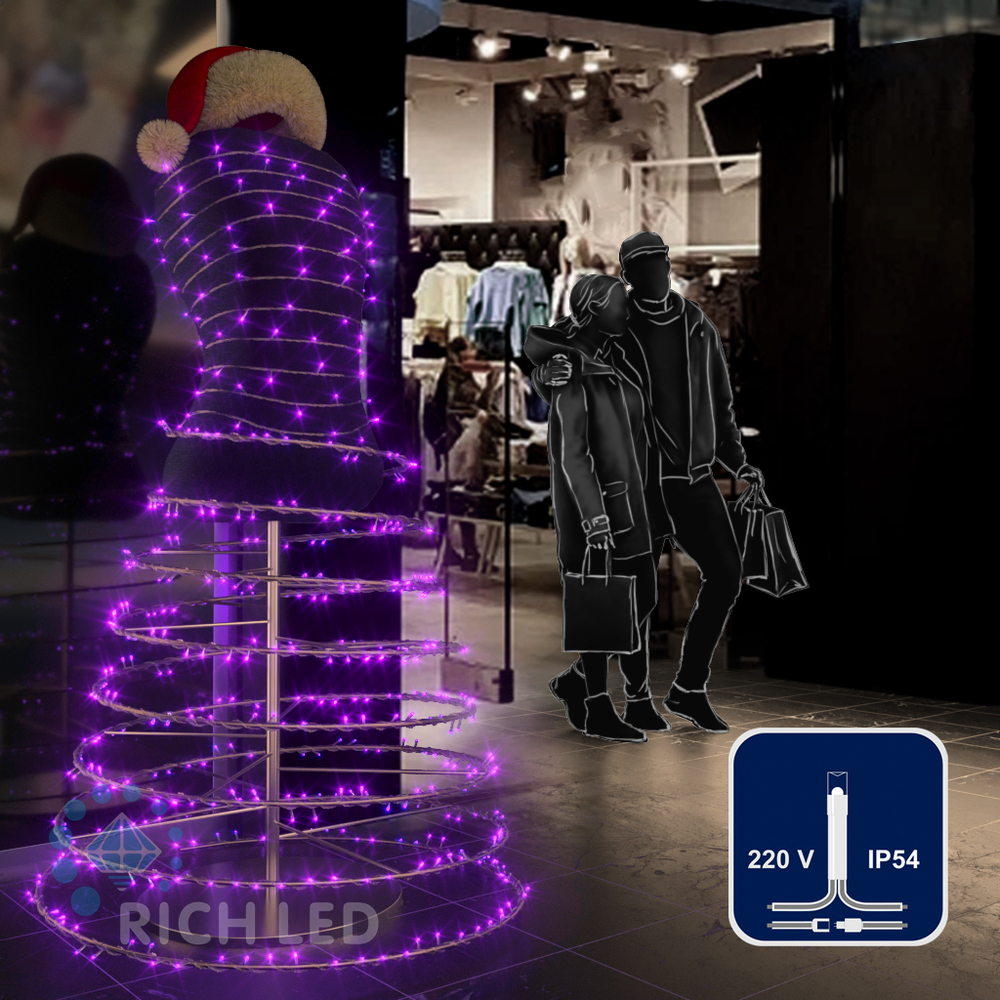 Светодиодные гирлянды RichLed Нить 10 м, 220 В, пост. свечение, прозр.провод, цвет фиолетовый Качественная картинка Светодиодные гирлянды RichLed Нить 10 м, 220 В, пост. свечение, прозр.провод, цвет фиолетовый