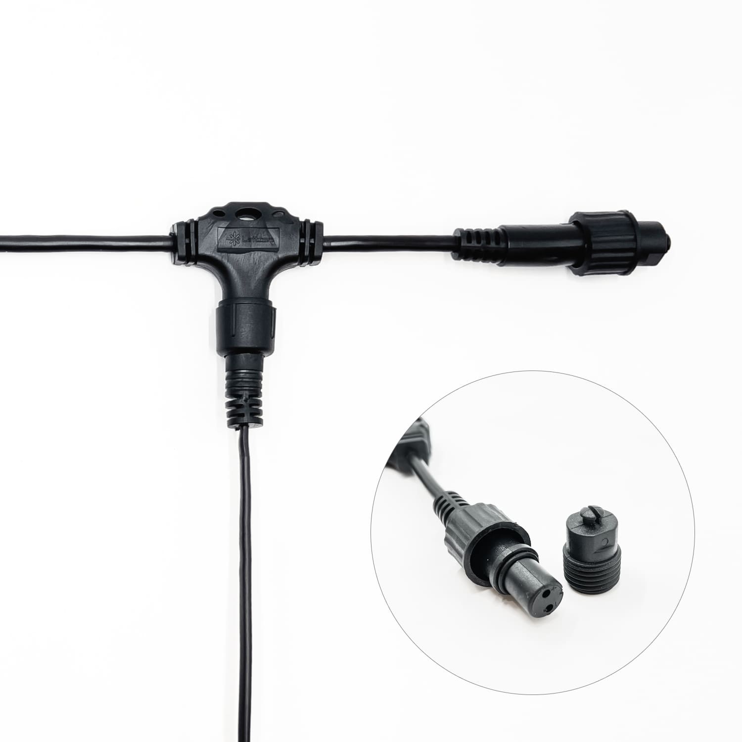 Качественная картинка Белт-Лайт UNIBELT Laitcom 5м, Провод Черный Каучук, Шаг 25 см, 20 подвесных патронов, IP65