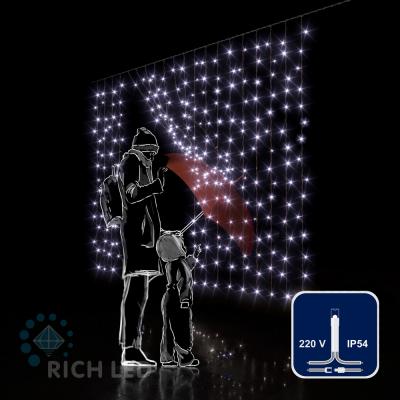 Светодиодный занавес RichLed, 2*1,5 м облегченный, 220 В, постоянное свечение, IP54, цвет белый Светодиодный занавес RichLed, 2*1,5 м облегченный, 220 В, постоянное свечение, IP54, цвет белый