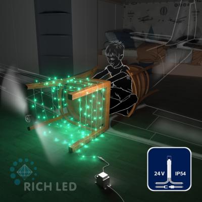 Светодиодные гирлянды RichLed Нить 10 м, 24 В, пост.свеч, прозр.провод, зеленый Светодиодные гирлянды RichLed Нить 10 м, 24 В, пост.свеч, прозр.провод, зеленый