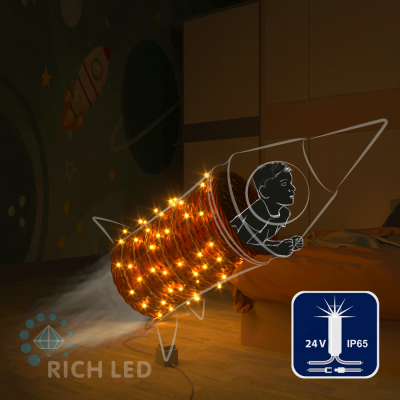 Светодиодные гирлянды RichLed Нить 10 м, 24 В, мерц, IP65, герм. колп, прозр.провод, желтый Светодиодные гирлянды RichLed Нить 10 м, 24 В, мерц, IP65, герм. колп, прозр.провод, желтый