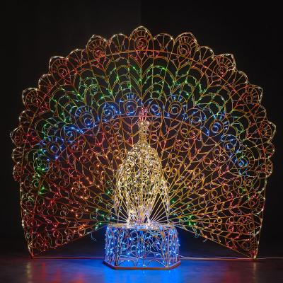 Декоративная 3D Павлин с раскрытым хвостом 200 см Neon-Night