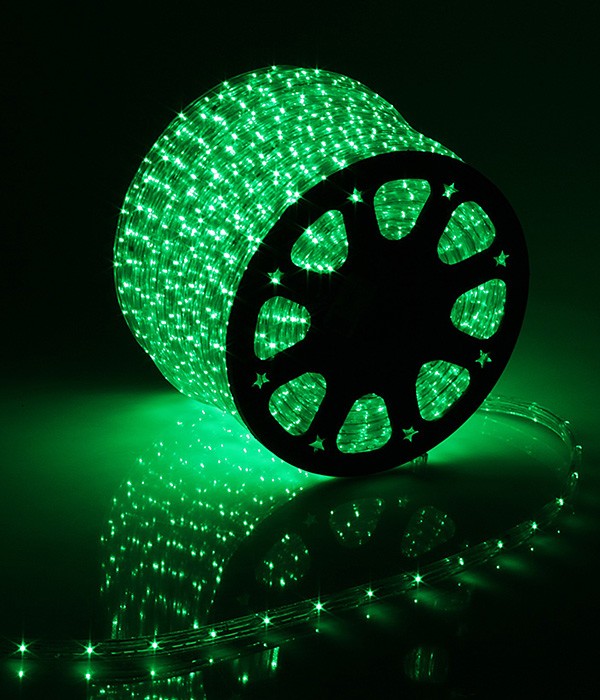 Качественная картинка Дюралайт круглый Laitcom, 13мм, фиксинг, к.р. 2м, 36 led/m, зеленый