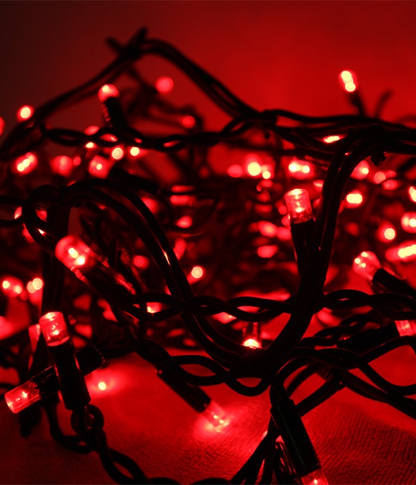 Качественная картинка Светодиодная нить с колп. Laitcom, 10м, 75 LED, IP54, 24V, черн. пр., красный