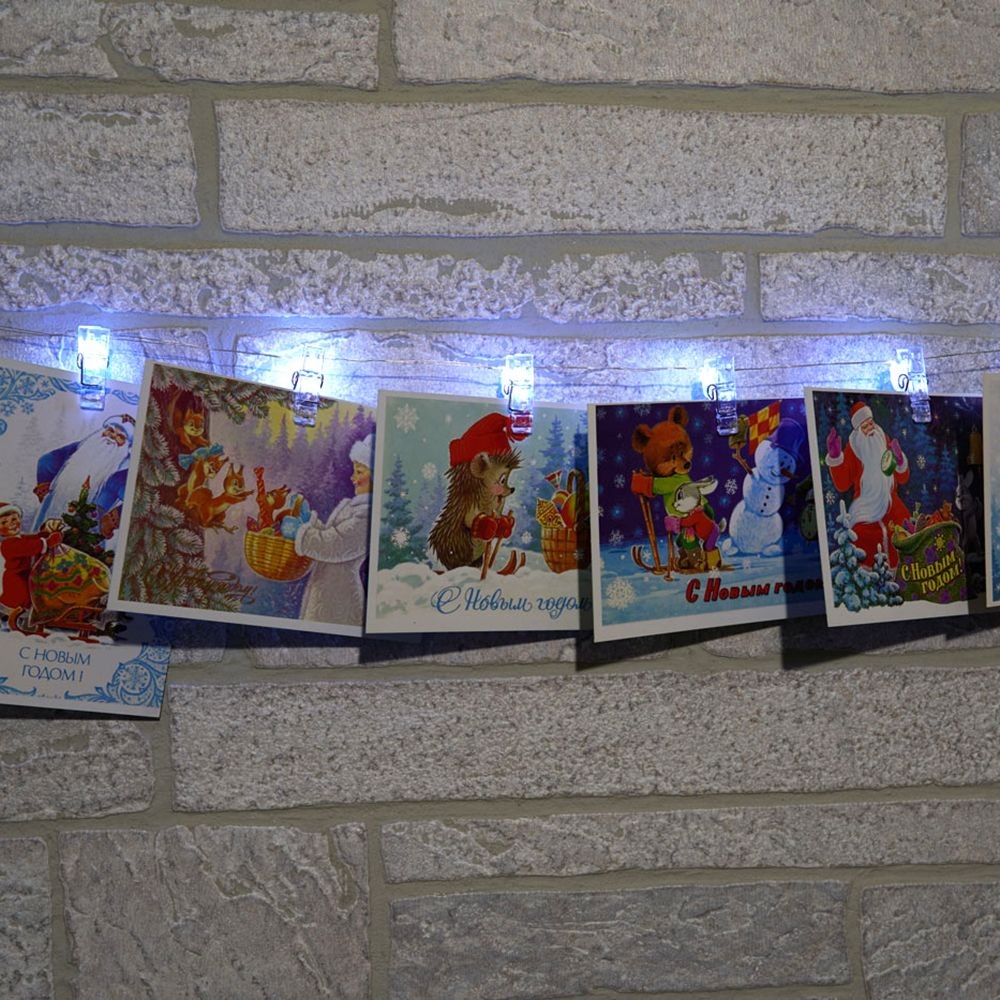 Качественная картинка Светодиодная гирлянда линейная Feron Прищепки USB 50LED 5000K, IP 20, 4,5м, CL574