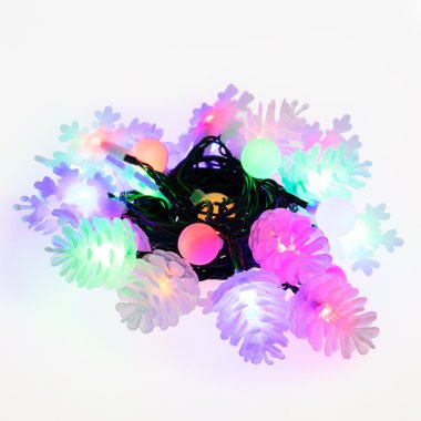 Качественная картинка Гирлянда светодиодная (шарики,снежикнки,ёлочки) Neon-Night 4,4м, прозрачный ПВХ, IP20, 30LED, мульти