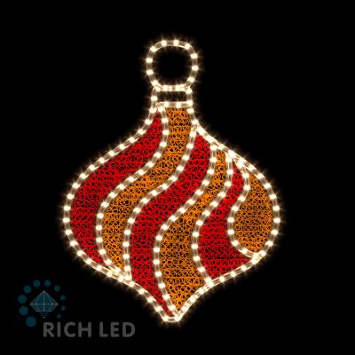 Световая 2Д Елочная игрушка RichLed Шар вытянутый МИНИ (дюралайт), 24В, тепл. белый, красный, желтый